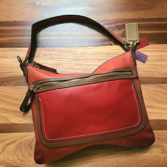 COACH "POPPY" 22432 Leather Color Block Perri Hippie Conv Shoulder/Cross… - Picture 8 of 16